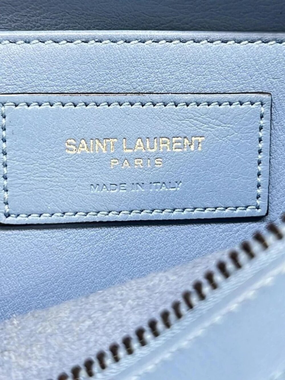 SAINT LAURENT PARIS Baby Monogram Cabas 400914 Blue Leather Handbag - Picture 13 of 14